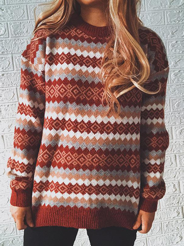 Fairman Island Vintage Crew Neck Long Sleeve Sweater-ABOXUN