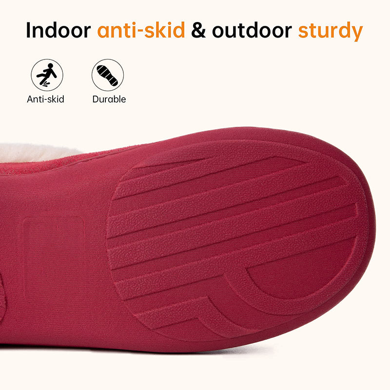 Women's Micro Suede Fuzzy Plush Lined Slippers with Cozy Memory Foam-ABOXUN