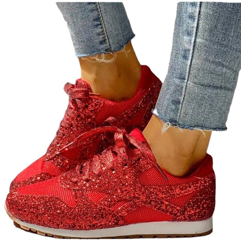 2022 Fall New Flat Mesh Rhinestone Sneakers-ABOXUN