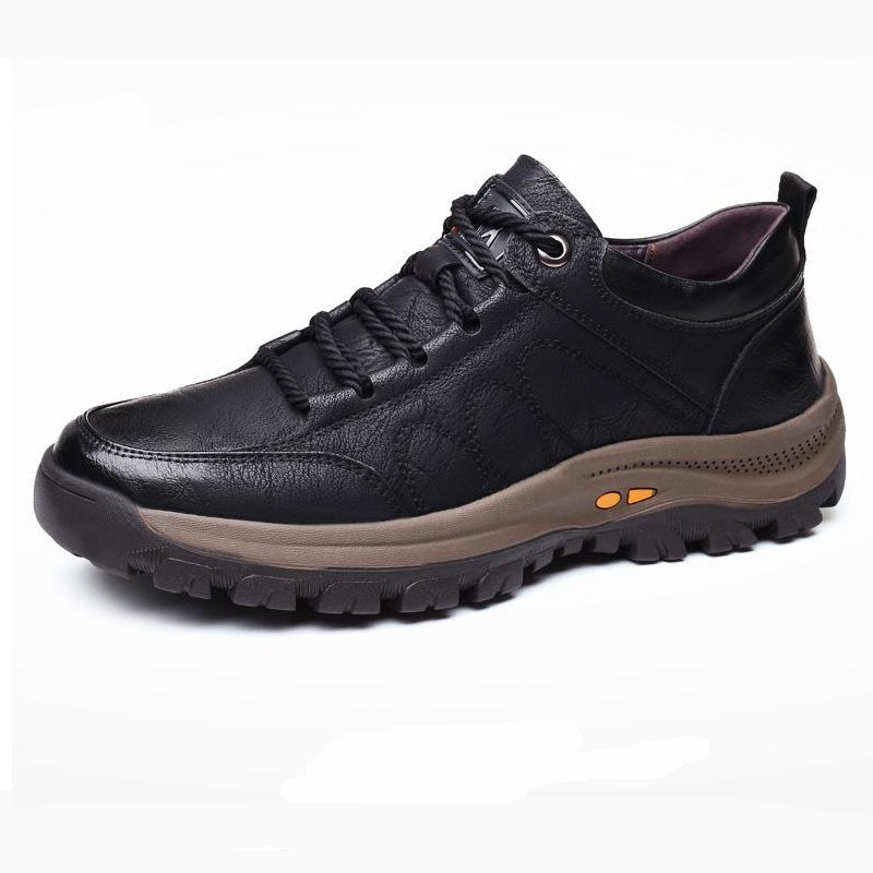 Men's Casual Leather Good Arch Support & Non-slip Outdoor  Breathable Walking Shoes-ABOXUN