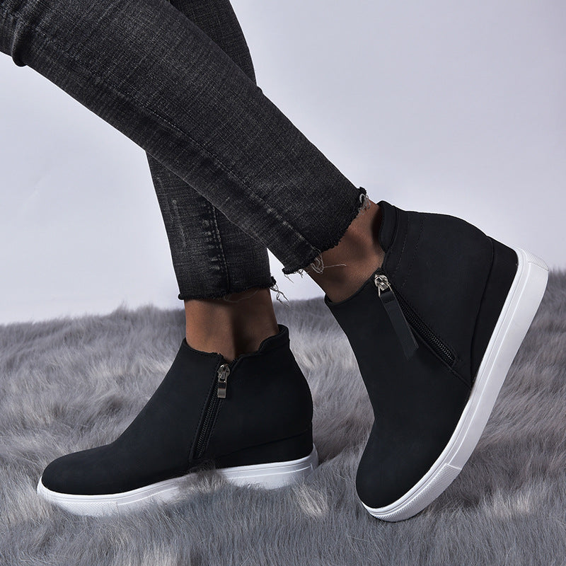 Grishay 2022 New Zipper Wedge Heel Women's Boots-ABOXUN