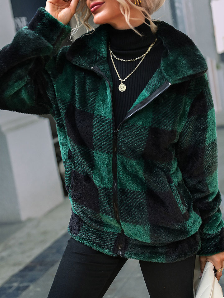 Plush zipped double-face fleece jacket-ABOXUN