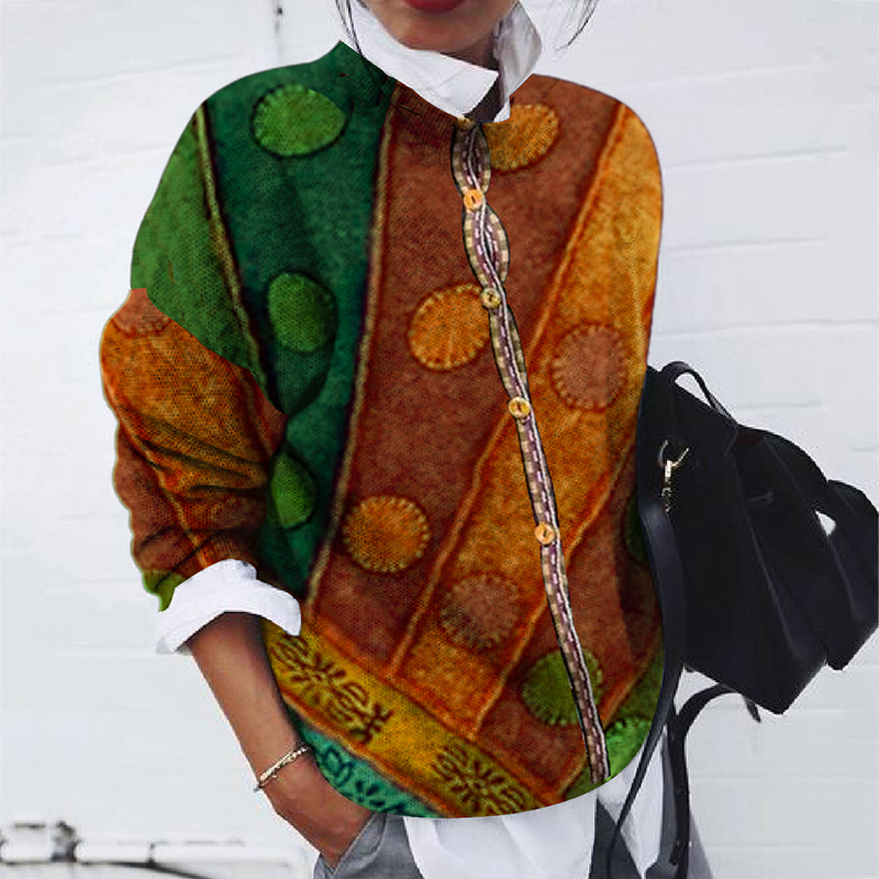 Fashion Brushed Polka Dot Print Long Sleeve Cardigan-ABOXUN