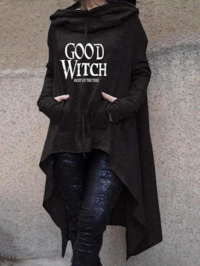GOOD WITCH MOST OF THE TIME Printed Long-sleeved Women's Sweater With Two Wool Pockets-ABOXUN