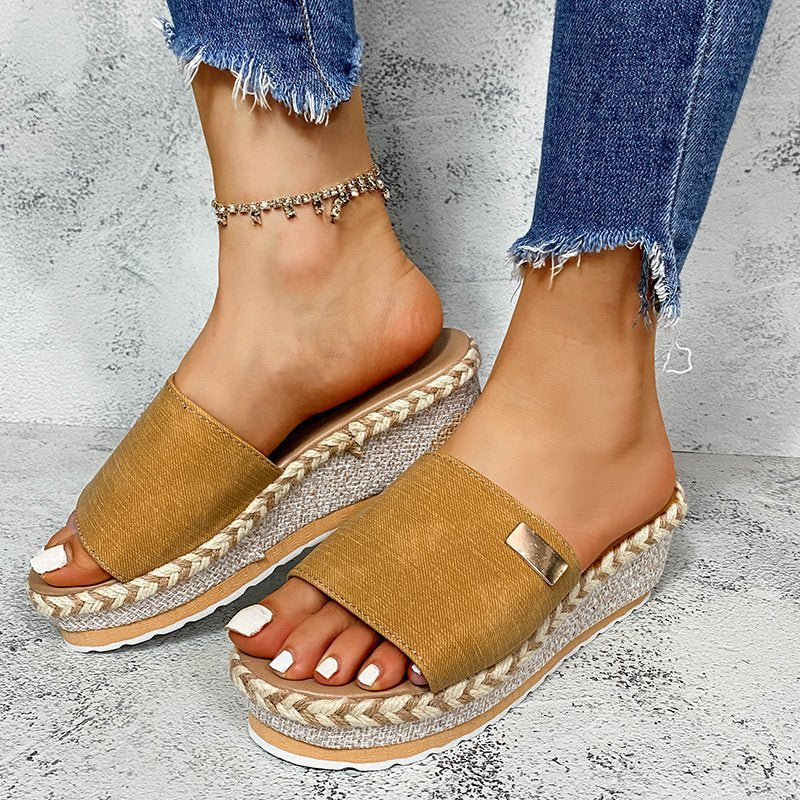 Summer New Wedge Hemp Rope Women's Sandals-ABOXUN