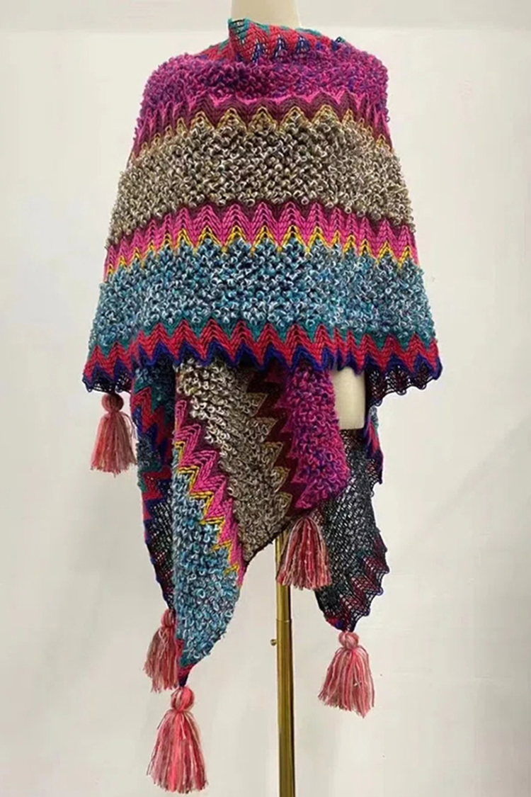 Vintage Ethnic Gradient Striped Shawl-ABOXUN