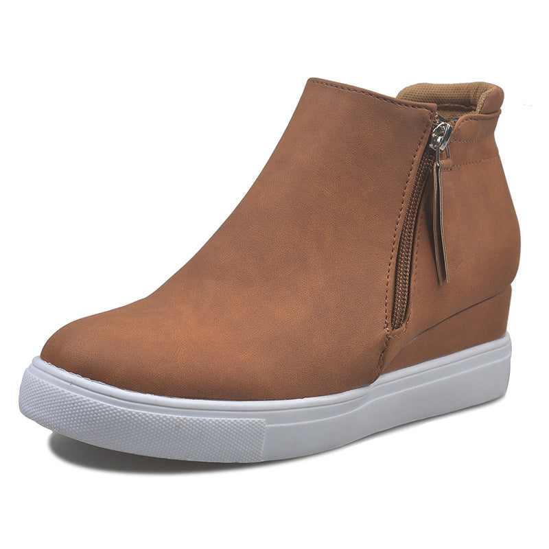 Grishay 2022 New Zipper Wedge Heel Women's Boots-ABOXUN