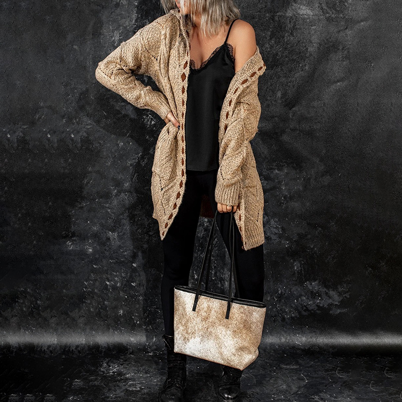 Vintage Long Sleeve Hooded Cardigan-ABOXUN