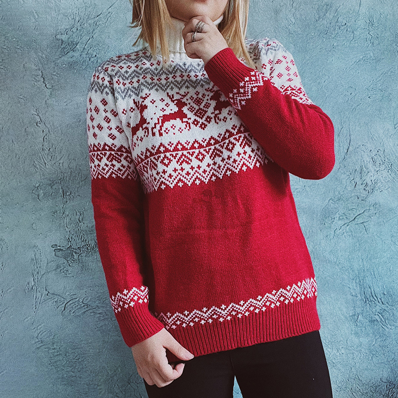 Vintage Totem Snowflake Long Sleeve Sweater-ABOXUN