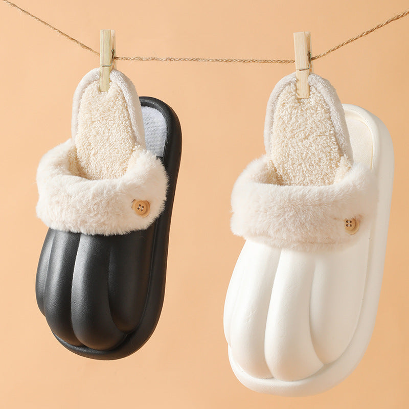 EVA Detachable Cotton Slippers Thick Bottom Fleece Warm And Waterproof-ABOXUN
