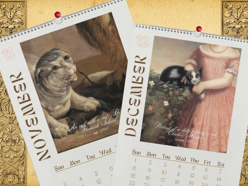 2024 Wall Hanging Calendar, Funny Art Novelty Gift