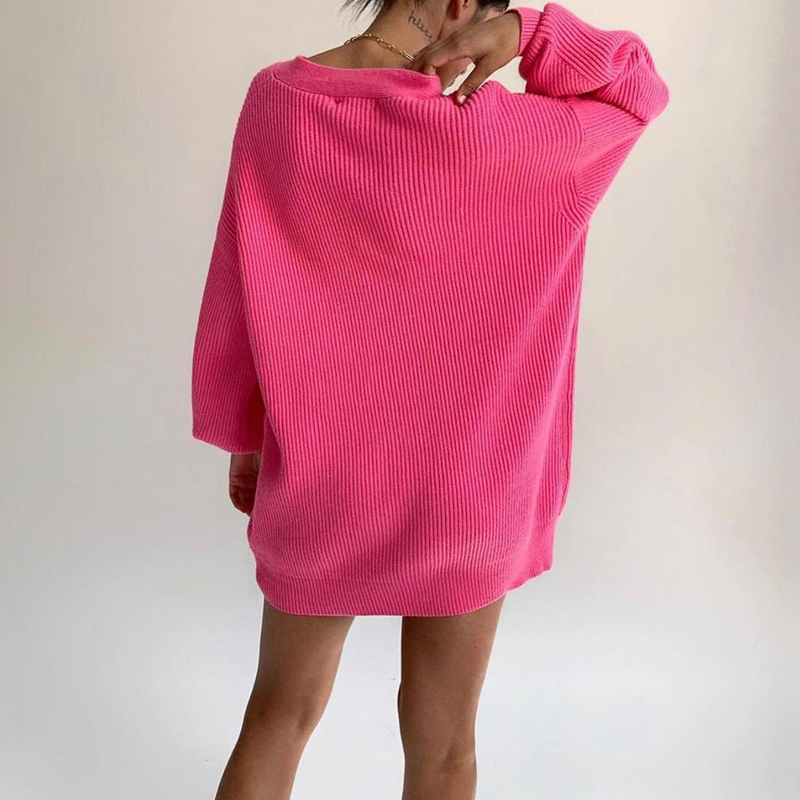 Casual Loose Solid Color Long Sleeve Pearl Button Cardigan-ABOXUN