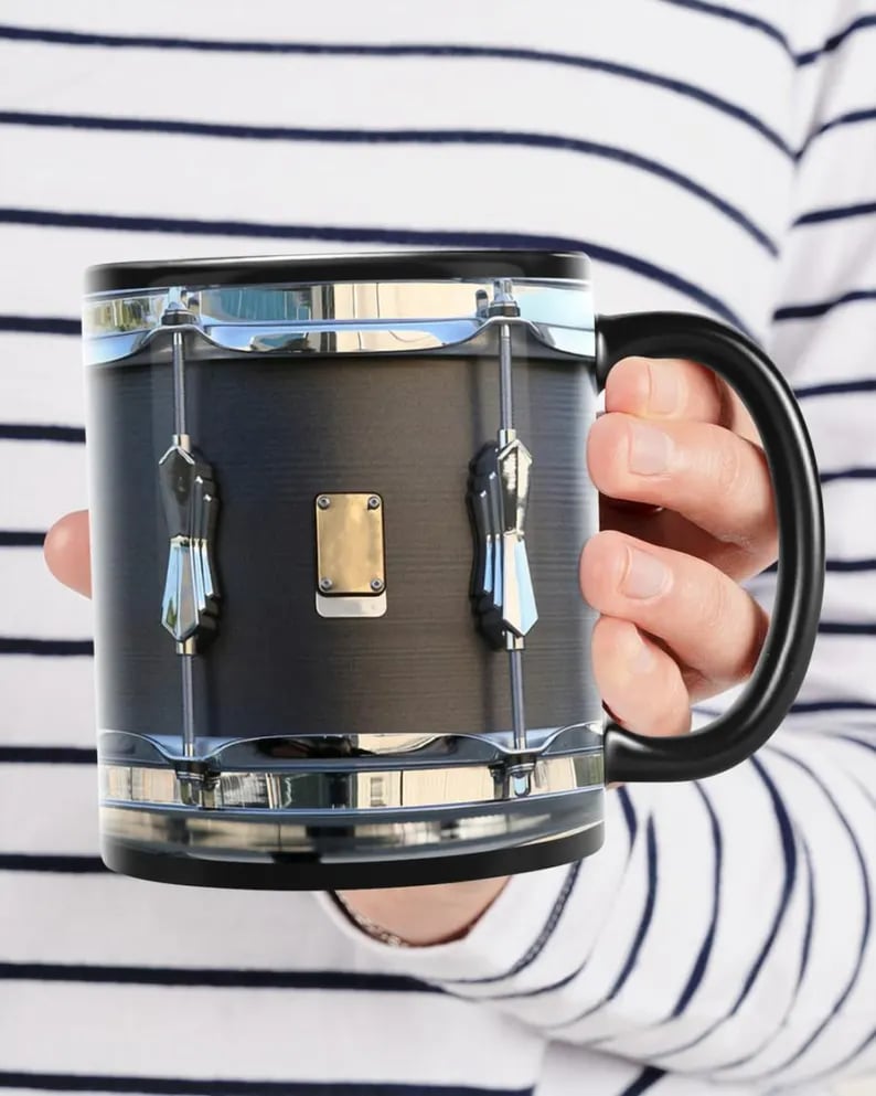 🎄Christmas Sales 49% OFF💞 Black Vintage Drum Mug Funny Drumming Gifts, Gift for Drummer, Drumming Coffee Cup