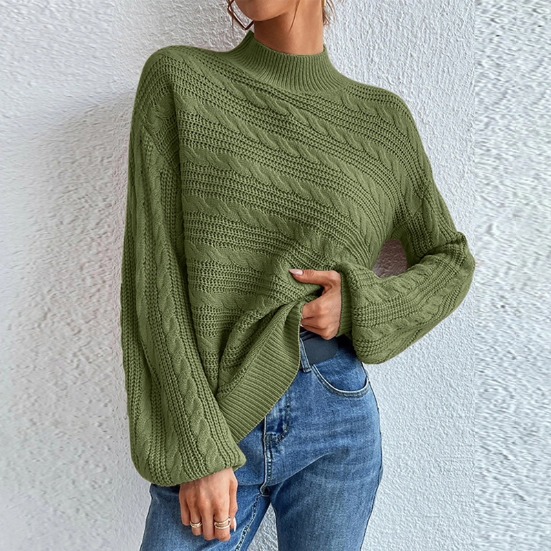 Vintage Loose Crewneck Pullover Twist Sweater-ABOXUN