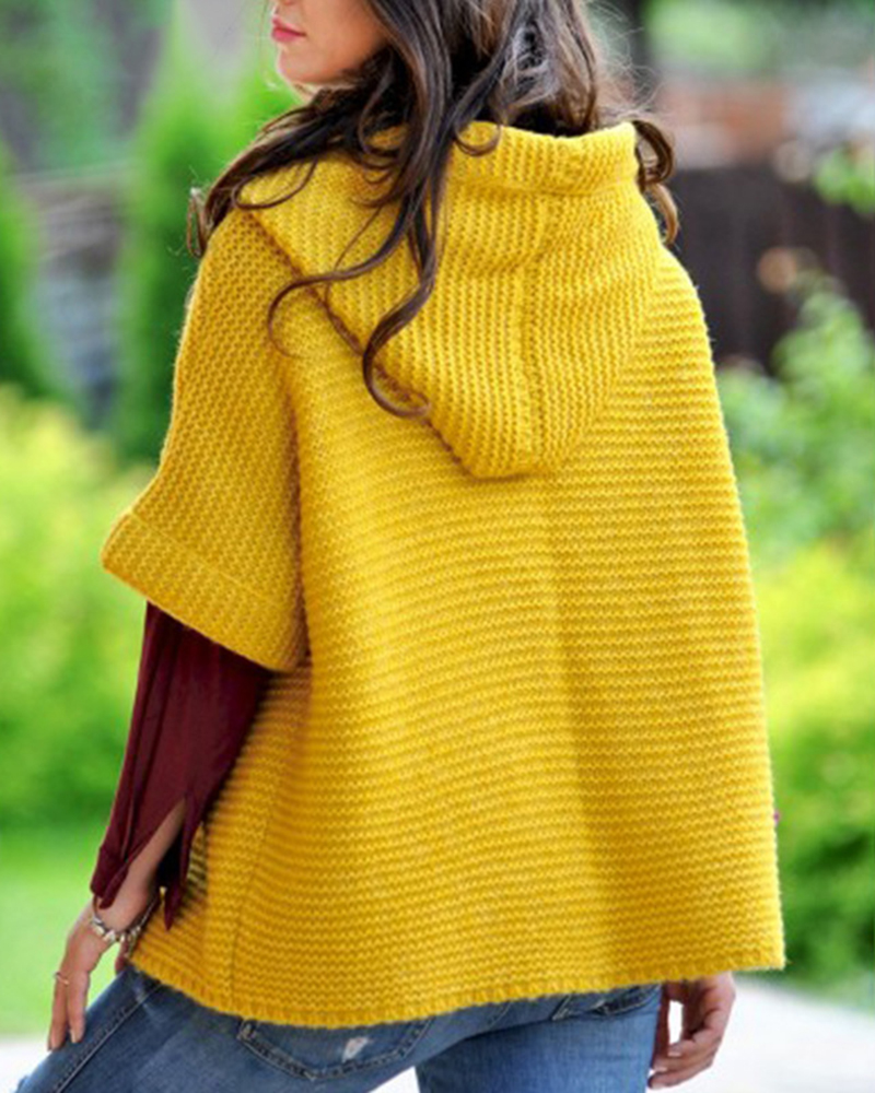 Loose-knit Hooded Sweater Cardigan-ABOXUN