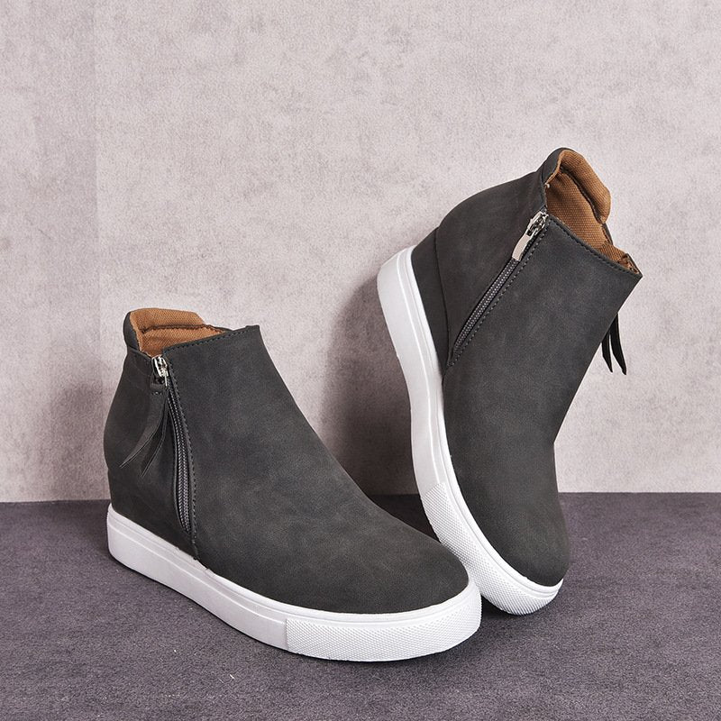 Grishay 2022 New Zipper Wedge Heel Women's Boots-ABOXUN