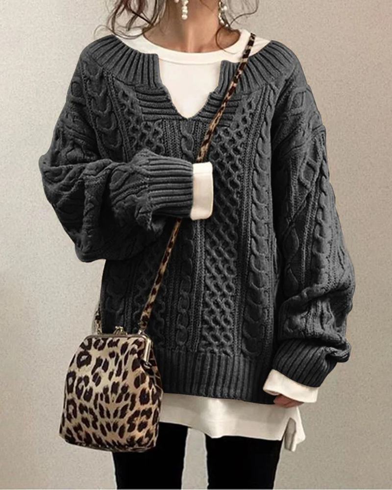 Casual Knit Sweater-ABOXUN