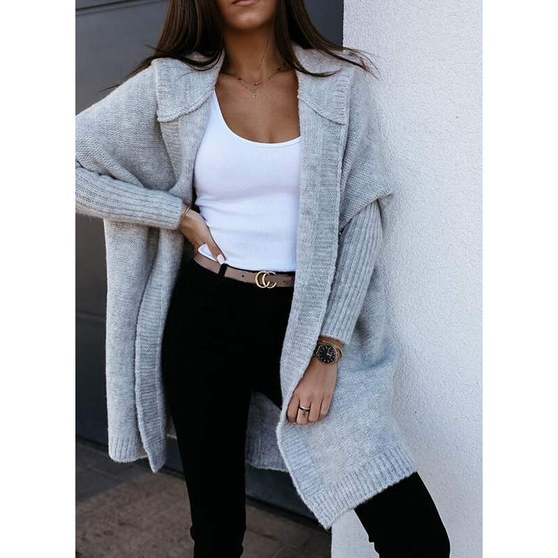 Casual Loose Hooded Knitted Cardigan-ABOXUN