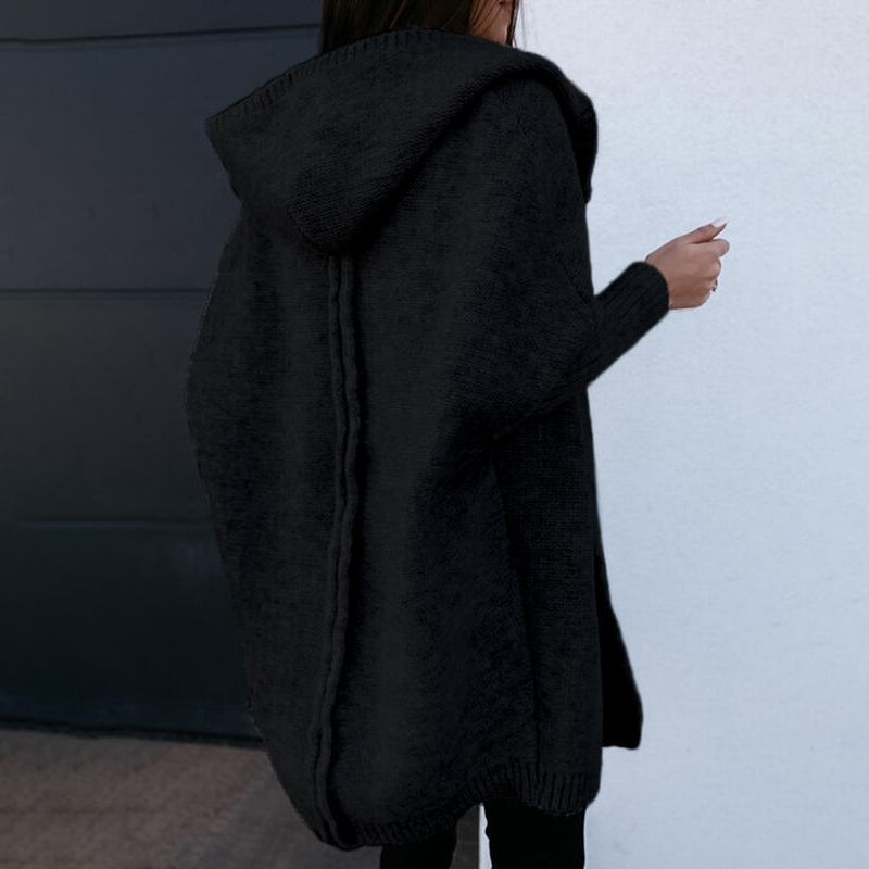 Casual Loose Hooded Knitted Cardigan-ABOXUN