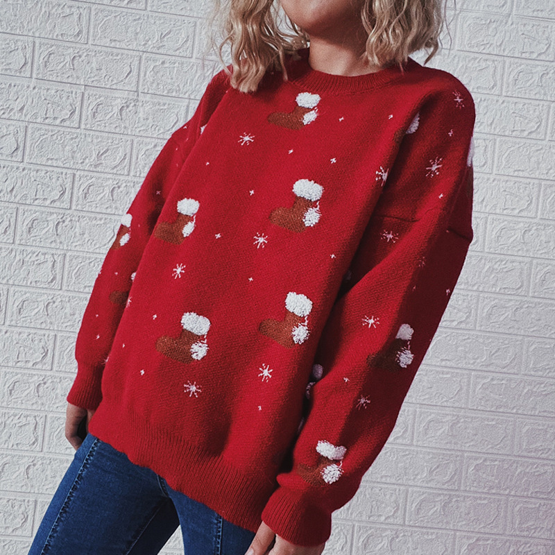 Vintage Christmas Socks Long Sleeve Sweater-ABOXUN