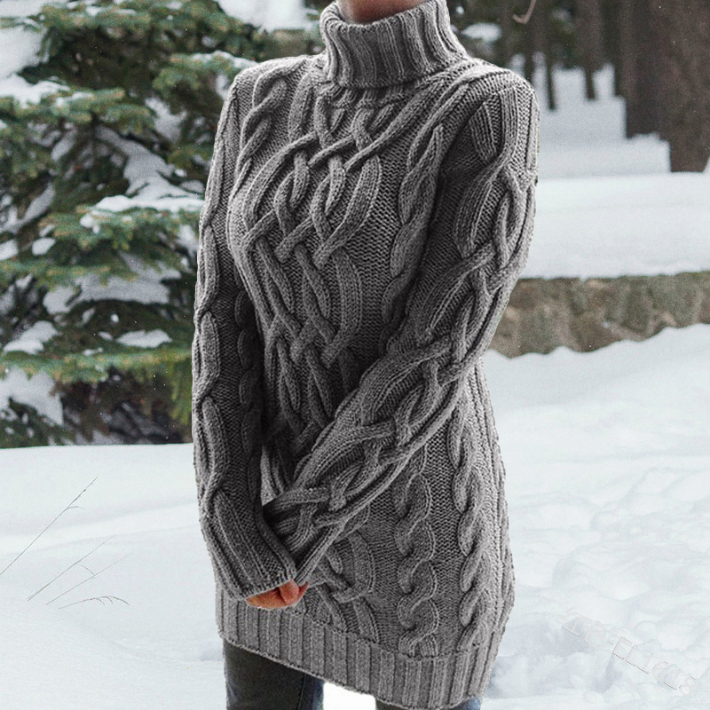 Thick Lapel Retro Thick Twist Sweater Mini Dress-ABOXUN