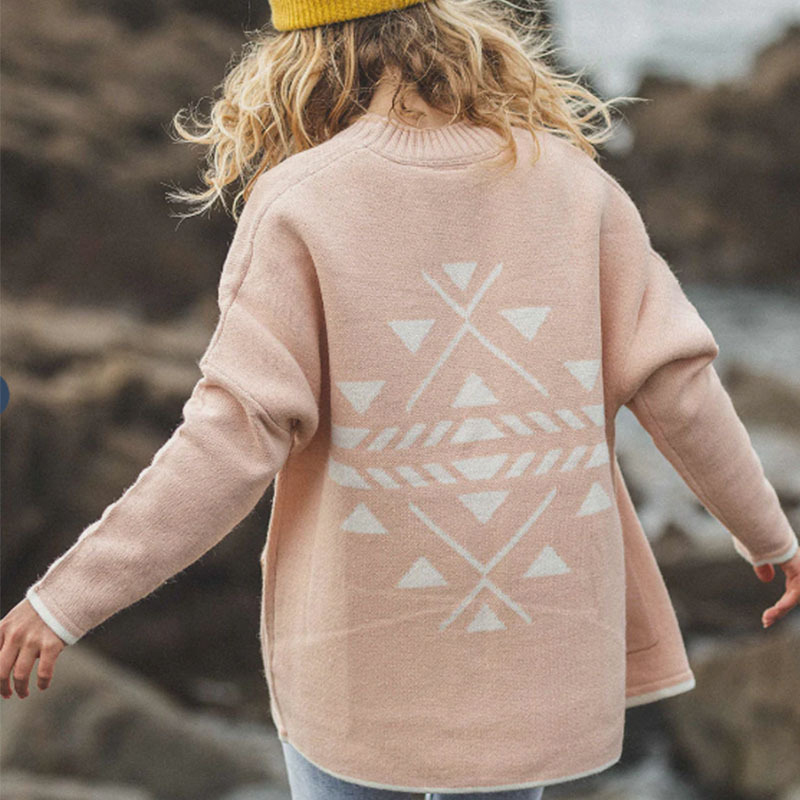 Totem Long Sleeve Loose Sweater Cardigan-ABOXUN