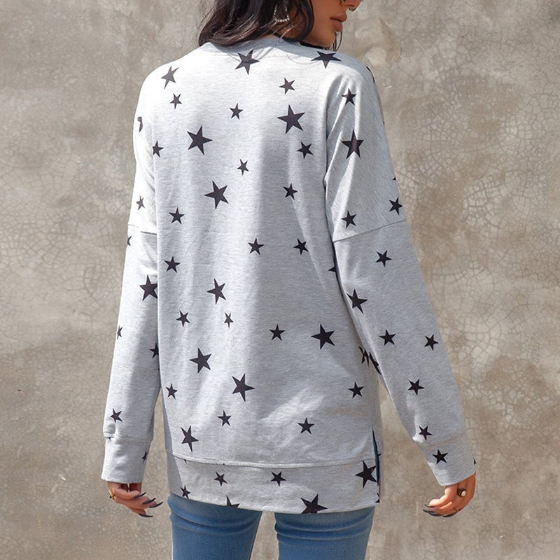 🔥Last day Sale OFF🔥-Oversized Long Sleeve Star T-Shirt-ABOXUN