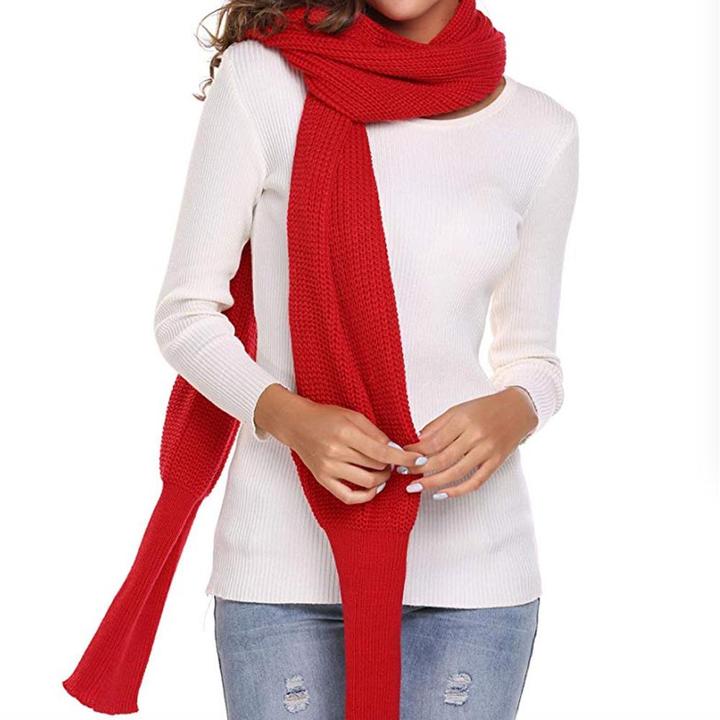 Trendy Knitted Sweater-Scarf With Sleeves-ABOXUN
