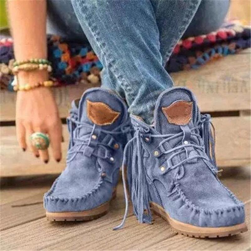New women's suede retro ankle boots-ABOXUN