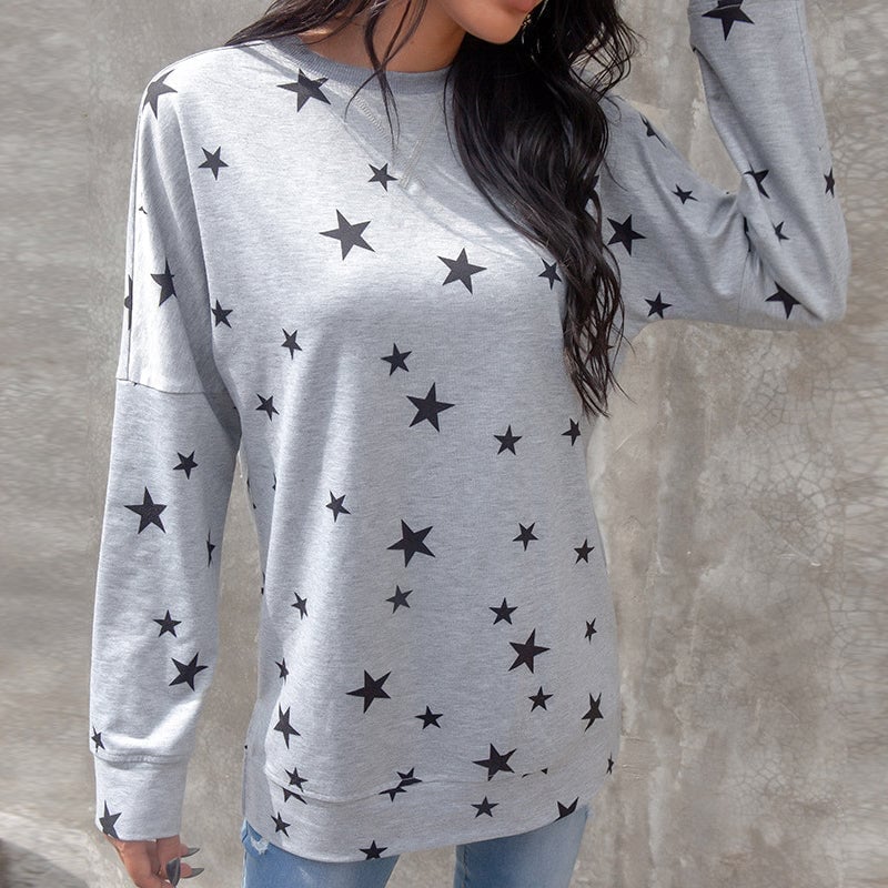 🔥Last day Sale OFF🔥-Oversized Long Sleeve Star T-Shirt-ABOXUN