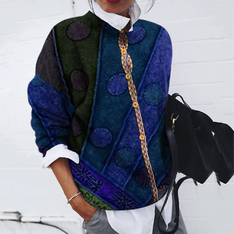 Fashion Brushed Polka Dot Print Long Sleeve Cardigan-ABOXUN