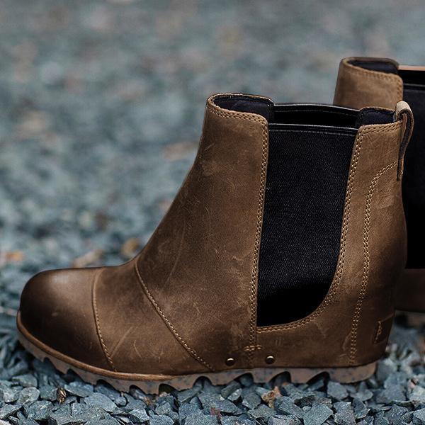 Women Slip On Wedge Boots-ABOXUN