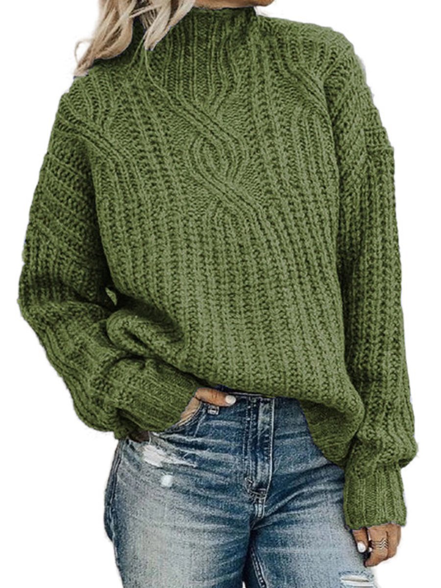 Casual Turtul Neck Twist Sweater-ABOXUN
