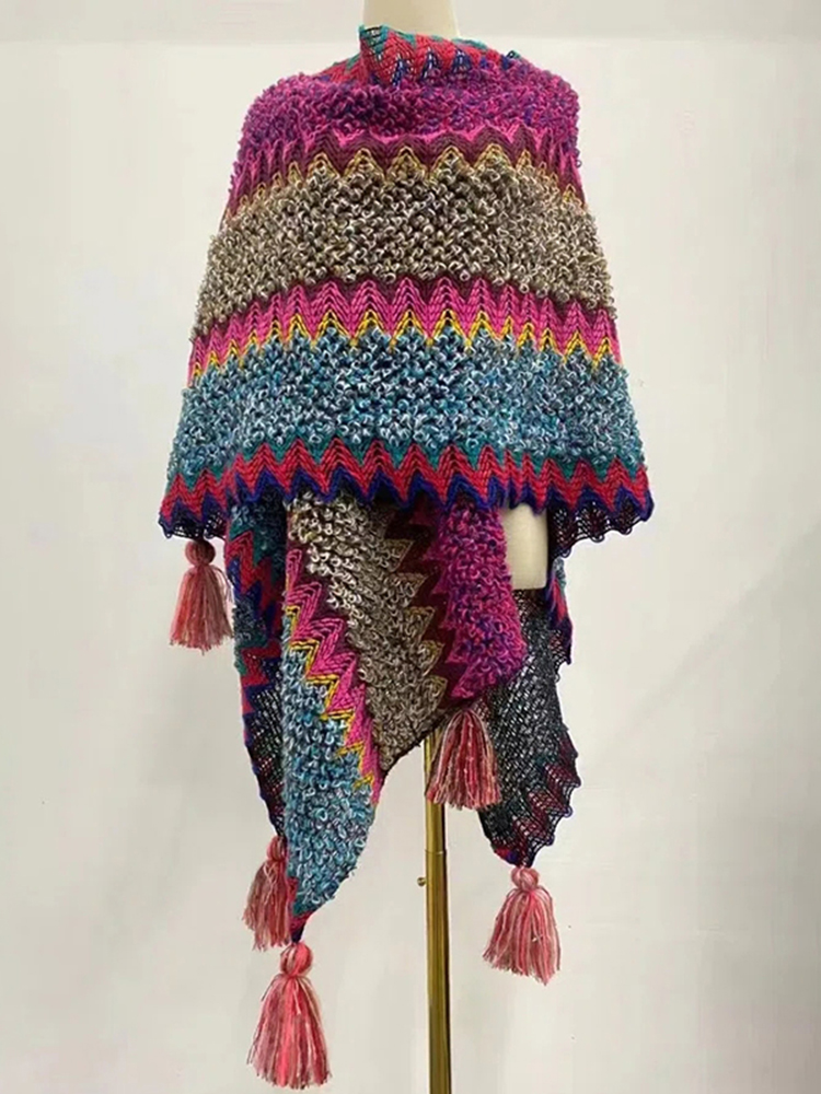 Vintage Ethnic Gradient Striped Shawl-ABOXUN