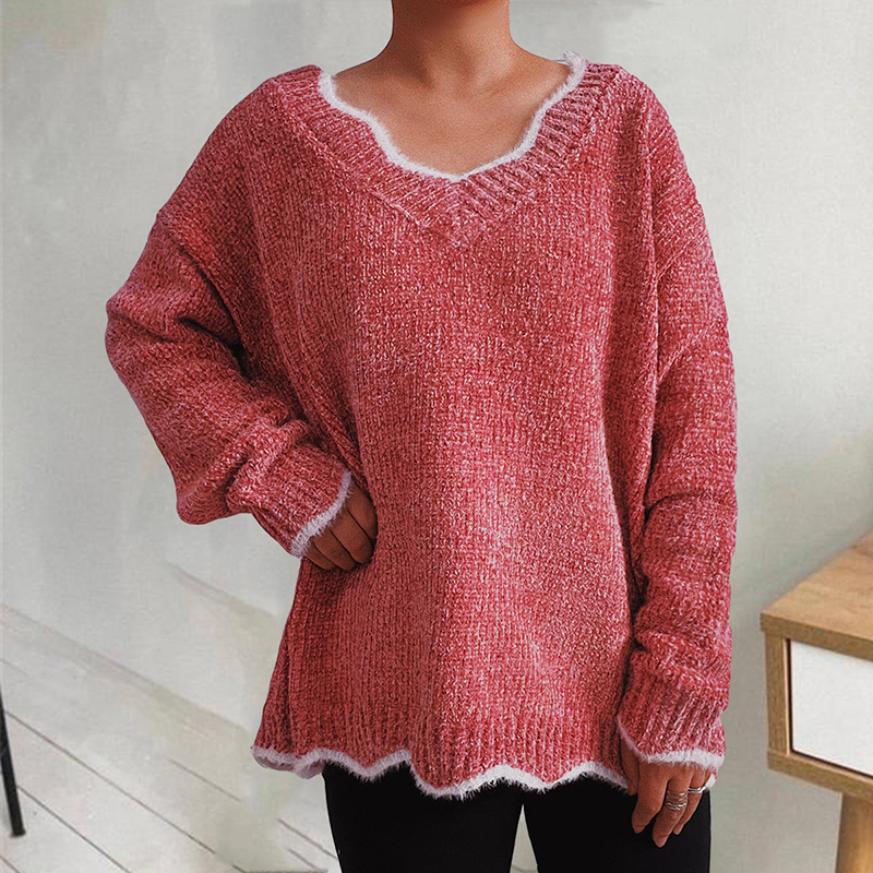 Vintage Solid Chenille Wavy Loose Sweater-ABOXUN