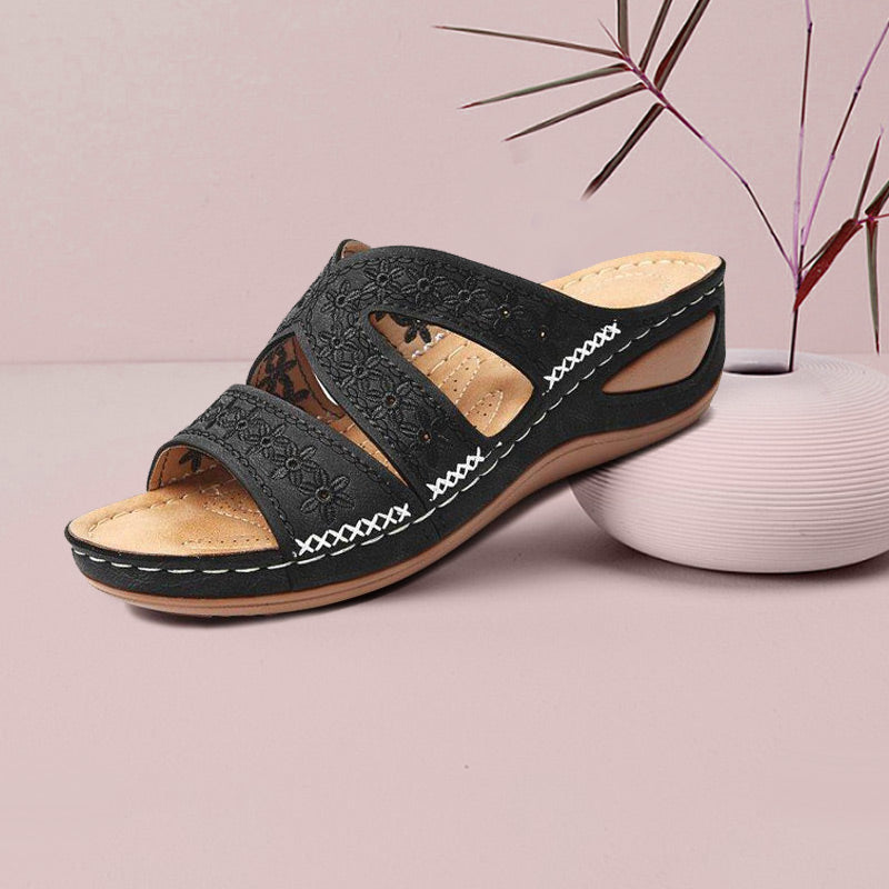 Women's Casual Slope With Embroidered Slippers-ABOXUN