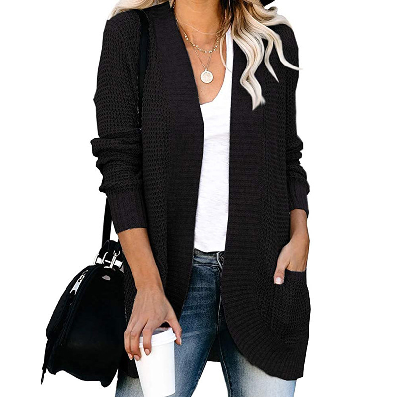 Pure Color Casual Sweater Cardigan-ABOXUN