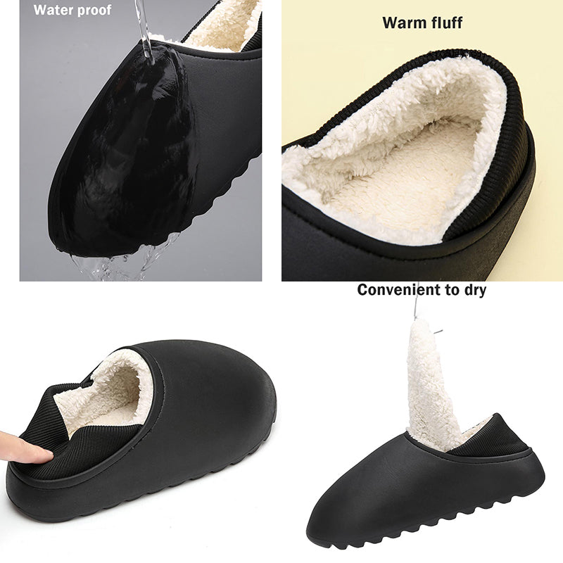 Waterproof Slippers Home Warm Fleece Cotton Shoes-ABOXUN