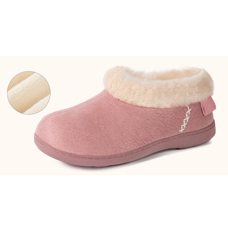 Women's Micro Suede Fuzzy Plush Lined Slippers with Cozy Memory Foam-ABOXUN