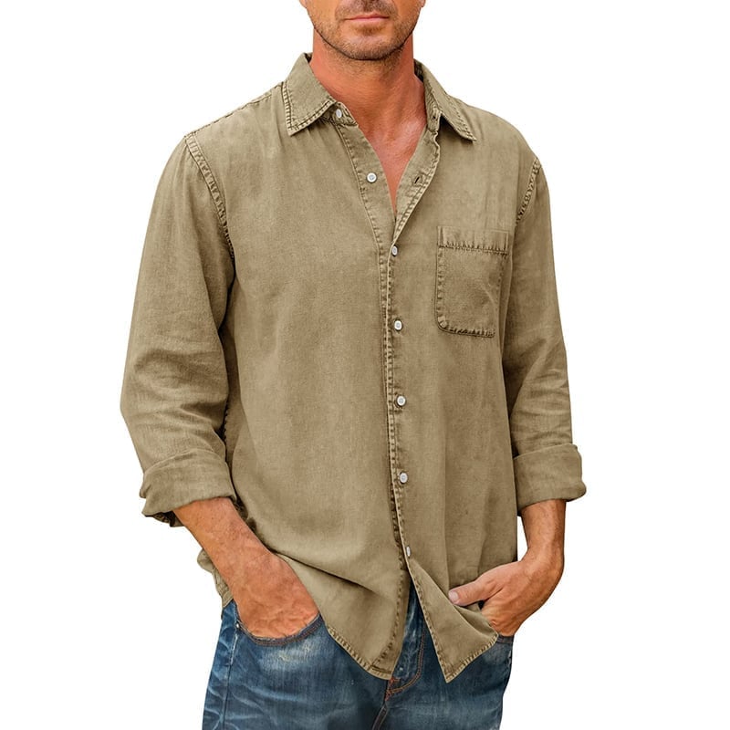 Last day 40% off🔥 Mens Denim Long Sleeve Button Down Shirt-ABOXUN