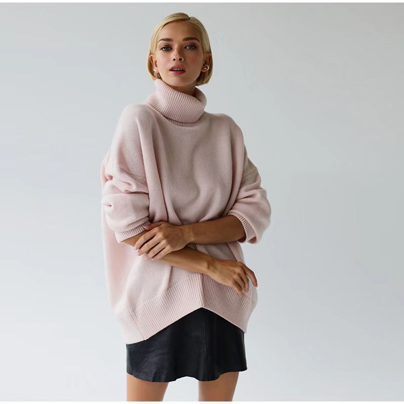 women's autumn and winter popular high neck loose knitted sweater-ABOXUN