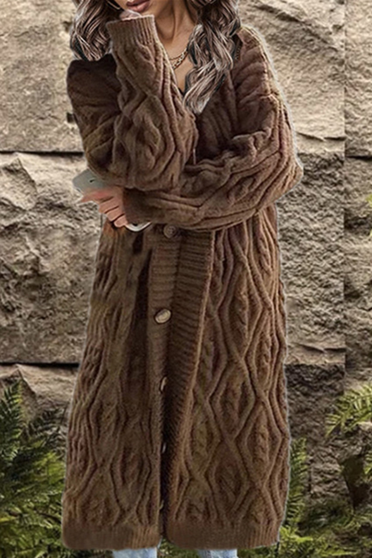 Vintage Crew Neck Argyle Jacquard Sweater-ABOXUN