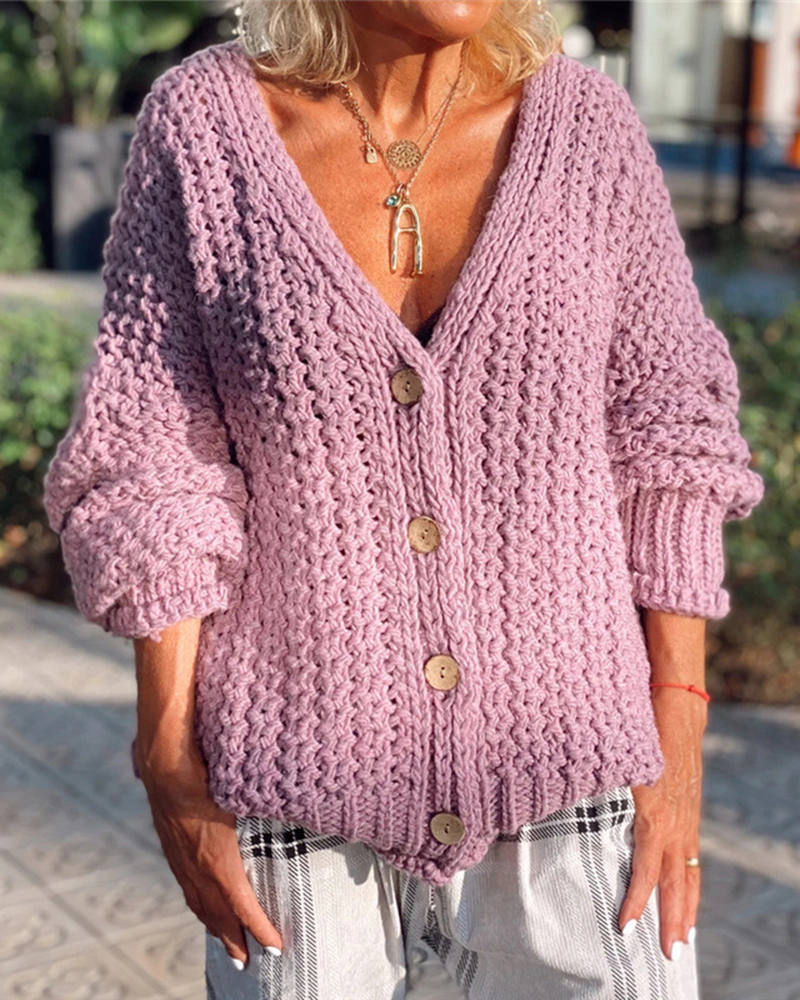 Retro Thick Stitch Casual Sweater Coat-ABOXUN