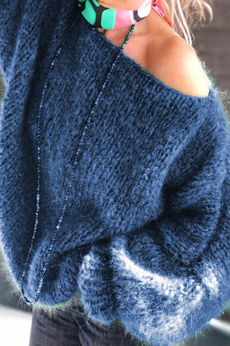 Vintage Slanted Shoulder Loose Irregular Sweater-ABOXUN
