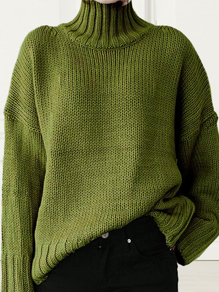 Casual Solid Color Turtleneck Sweater-ABOXUN
