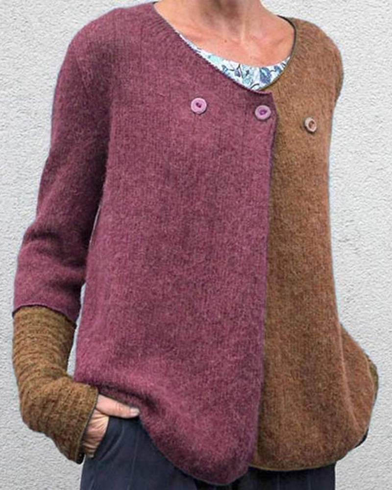 5XL Women's Casual V-neck Loose Pure Color Long Sleeve Sweater-ABOXUN