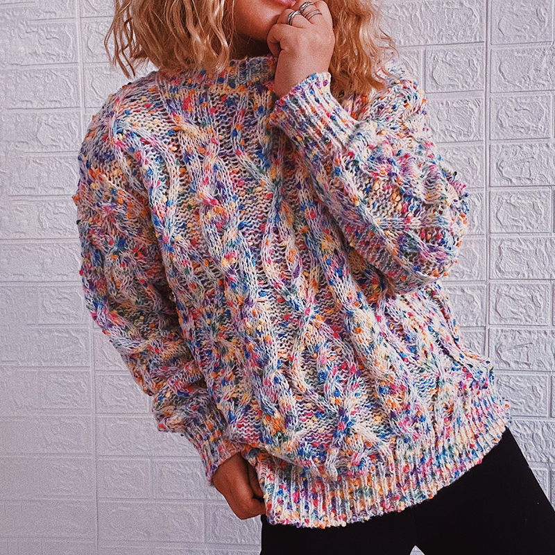 Vintage Long Sleeve Heathered Sweater-ABOXUN