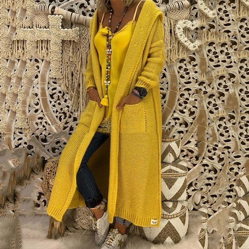 Vintage Loose Pocket Hooded Sweater Cardigan-ABOXUN