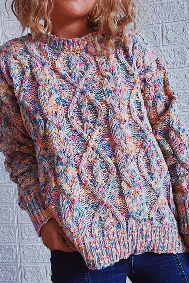 Vintage Long Sleeve Heathered Sweater-ABOXUN