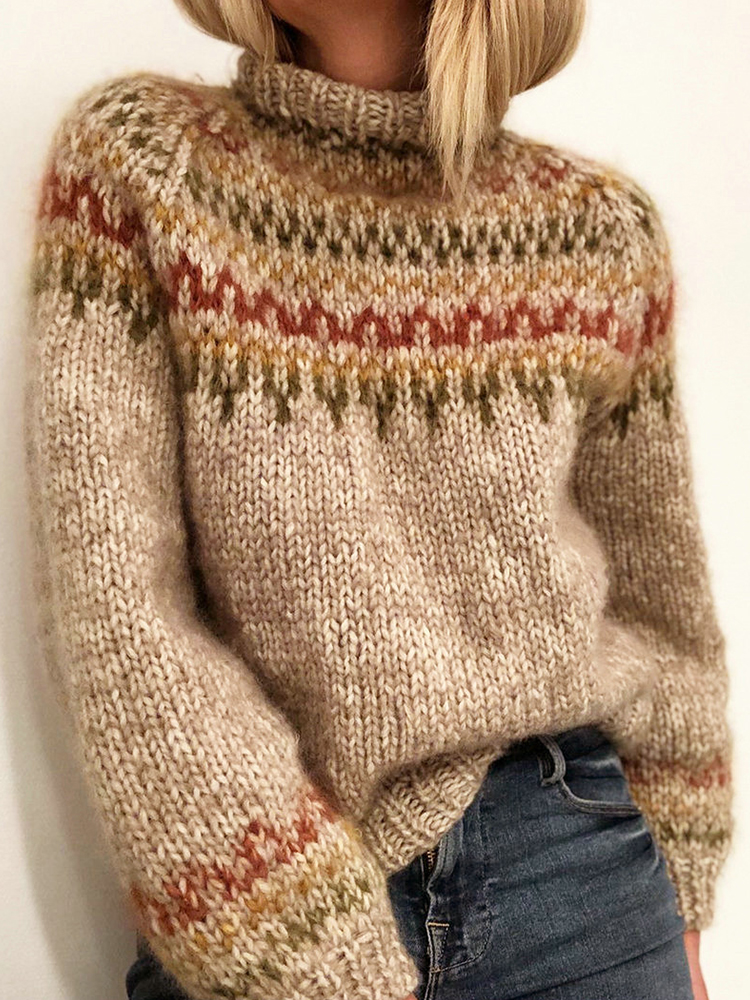 Casual Loose Vintage Print Sweater-ABOXUN